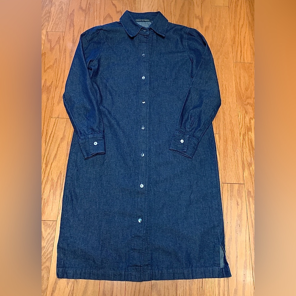 Women’s Small Blue Denim Fabric Button Front Collared ROBERT KRUGMAN Dress